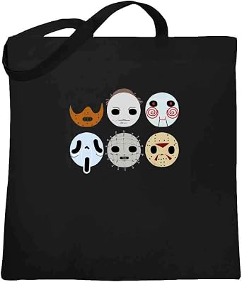 Pop Threads Horror Mask Monster Graphic Tote Bag for Women, Halloween Horror Canvas Tote Bag Vintage Horror Shirt