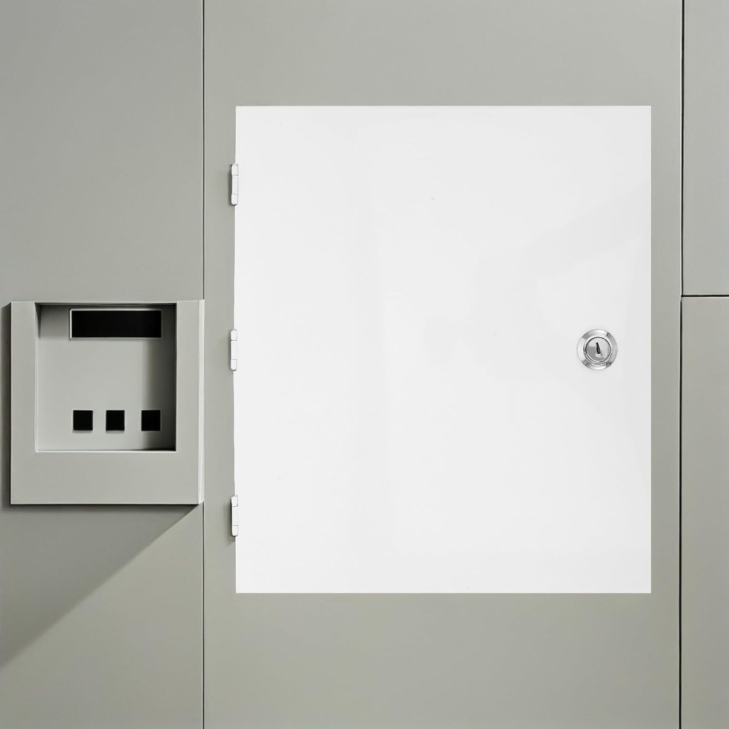 Garneck Lockable Stainless Steel Electric Panel Cover with Ventilation Slots Decorative Electrical Box Enclosure Plate for Junction Boxes Easy Installation Upgrade