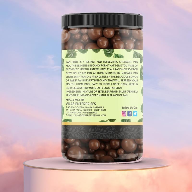 Image of VILAAS Pan Shots Mukhwas Candy Balls 600gm | Refreshing Paan Flavour Laddu Candy | Traditional After-Meal Mouth Freshener | Sweet & Aromatic Paan Treat | Ready-to-Eat Snack