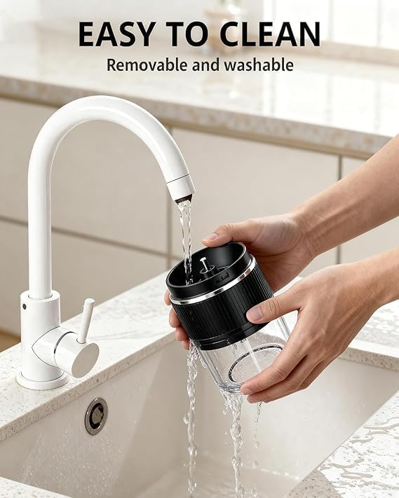 Portable Electric Coffee Grinder, USB Rechargeable, Black, Compact with Unlock Safety Feature