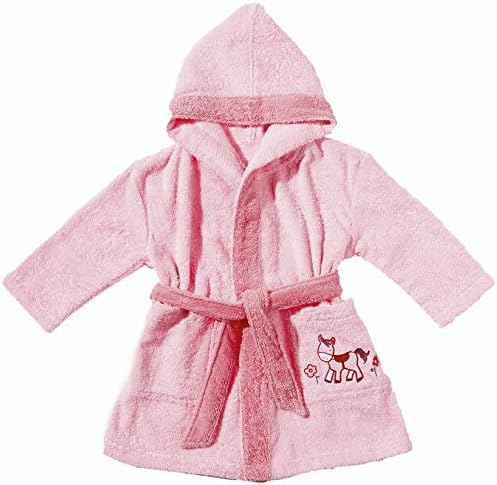 Egeria Pony Baby Hooded Coat 100% Organic Cotton Terry Towelling Bathrobe, rose, 116 (EU)