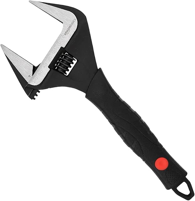 Amazon Basics 12-Inch (300 mm) Plumbing Adjustable Wrench with Soft Grip, Wide Mouth