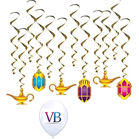 ValueBalloon 12 Piece Aladdin Arabian Nights Hanging Whirls Birthday Party Decorations Supplies Cover