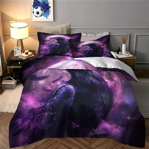 Housse de couette corbeau 3D en microfibre cosmique lit super king - 6