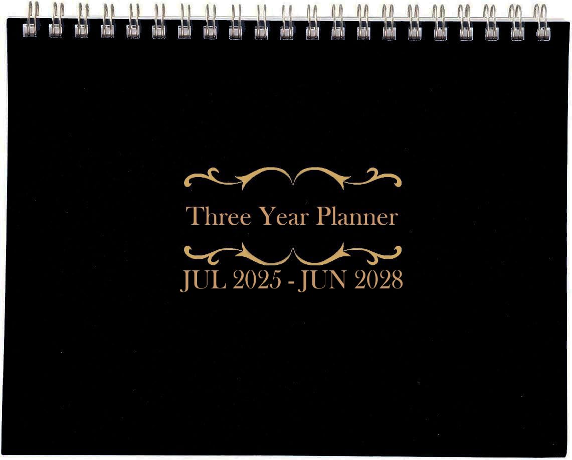 Kerixi 3 Year Calendar Monthly Planner Spiral Bound Approx 11" x 8.5" Start On JULY (Black)