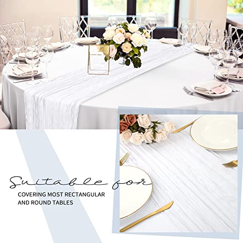 24 Pack Cheesecloth Table Runner 20 X 120 Inch Cheese Cloth Table Runner Bulk,Romantic Boho Sheer Gauze Fabric Table Runners For Wedding Reception,Party,Bridal Shower Table Decor(White) #TOP3