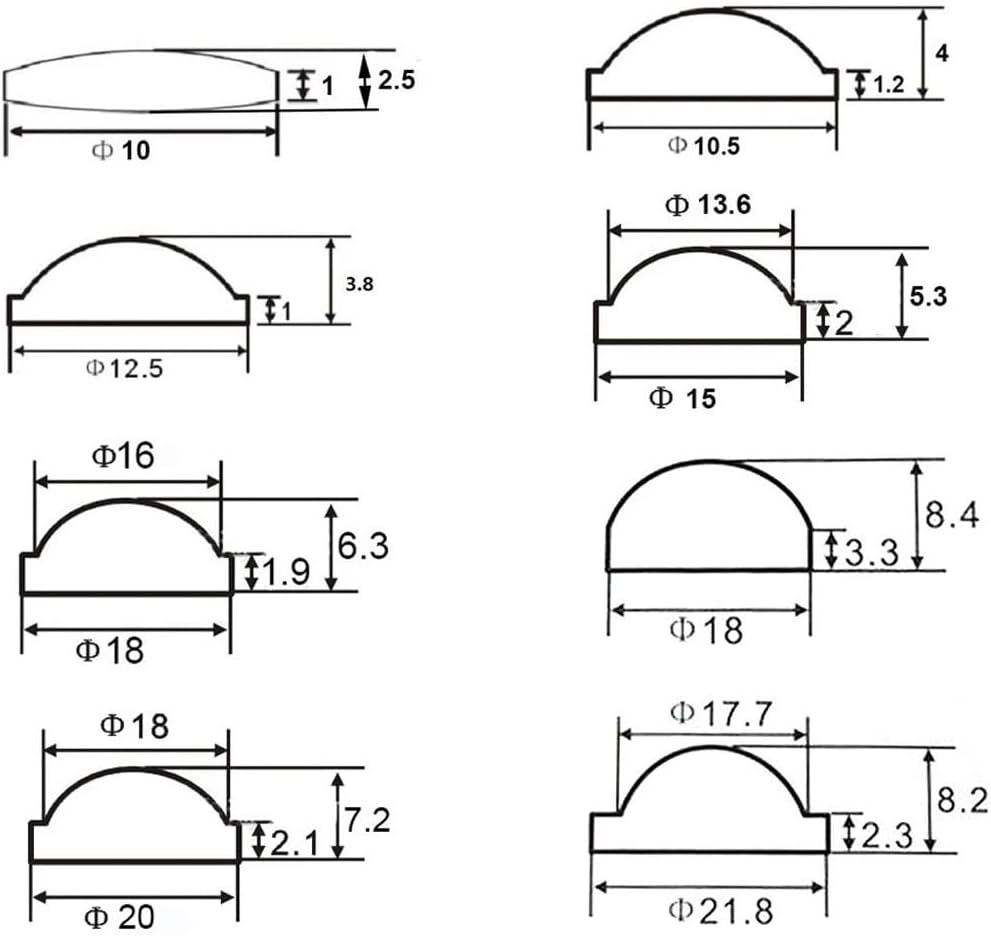 Prism and Kaleidoscope 10 18 20 21.8 23 25 28 29 32 35 38 Convex Acrylic Clear Concentrating Lens for Zoom LED Flashlight Science Classroom Optics Kit (Color : 5 Piece, Size : 12.5mm)