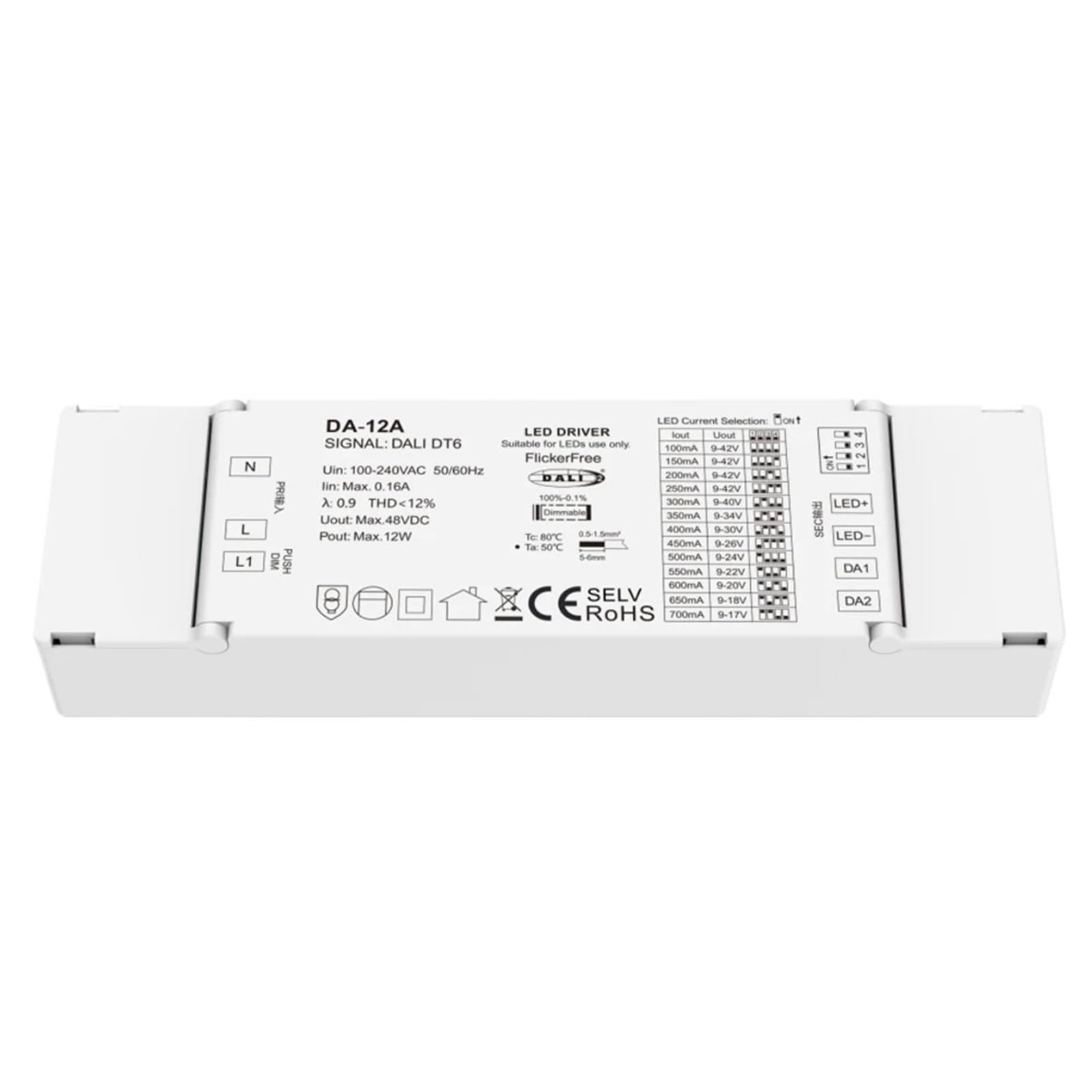 Driver LED DALI 12W variable avec alimentation DALI-2 et Push DIM pour lampes CCT - 3