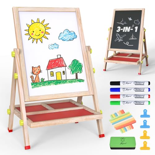 Joyooss Tafel Kinder-Kindertafel Magnettafel Kinder Kreidetafel kinder, verstellbares stehendes Kindertafel mit Kreide und Magnet Tafel, Spieltafel Maltafel Kinder Standtafel 2-4 4-8
