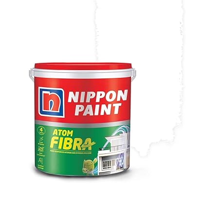 Nippon Paint Atom Fibra 2 in 1 Interior & Exterior Emulsion (White, 1 L)
