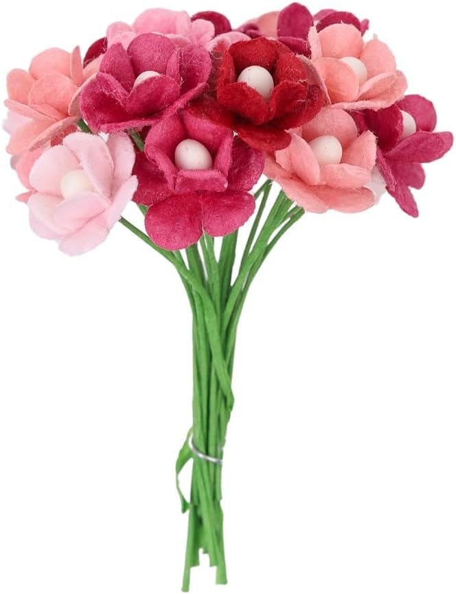 Handmade 100 pcs Mini Flowers Mulberry Paper Flowers 13-15 mm Scrapbook Craft Card DIY Craft Using for Crafts, Bouquets, Scrapbooks, Decorations Artificial Flowers (Wedding Tone) - Image 2