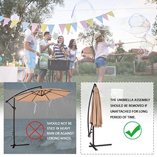Fdw Patio Umbrella Offset 10' Hanging Umbrella Outdoor Market Umbrella D10 Tan #TOP5