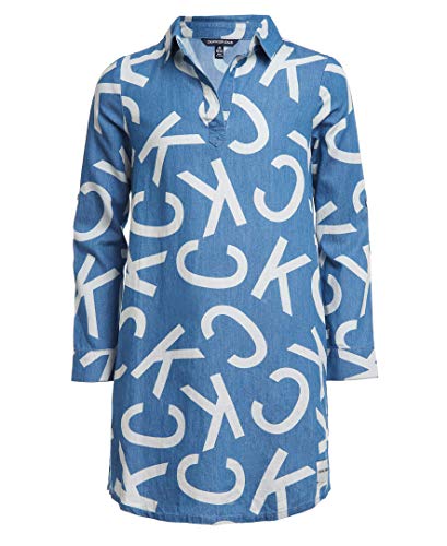 Calvin Klein Little Girls' Chambray Shirtdress, Lakeside Explosion, 5