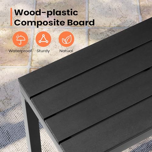 PATIOHIT Outdoor Bar Table 55" All-Weather Patio Bar Table with Metal Frame and Waterproof Wood-Like Tabletop Outdoor Console Table for Balcony Yard Garden Bistro Hot Tub Use(Black) by PATIOHIT - Image 5
