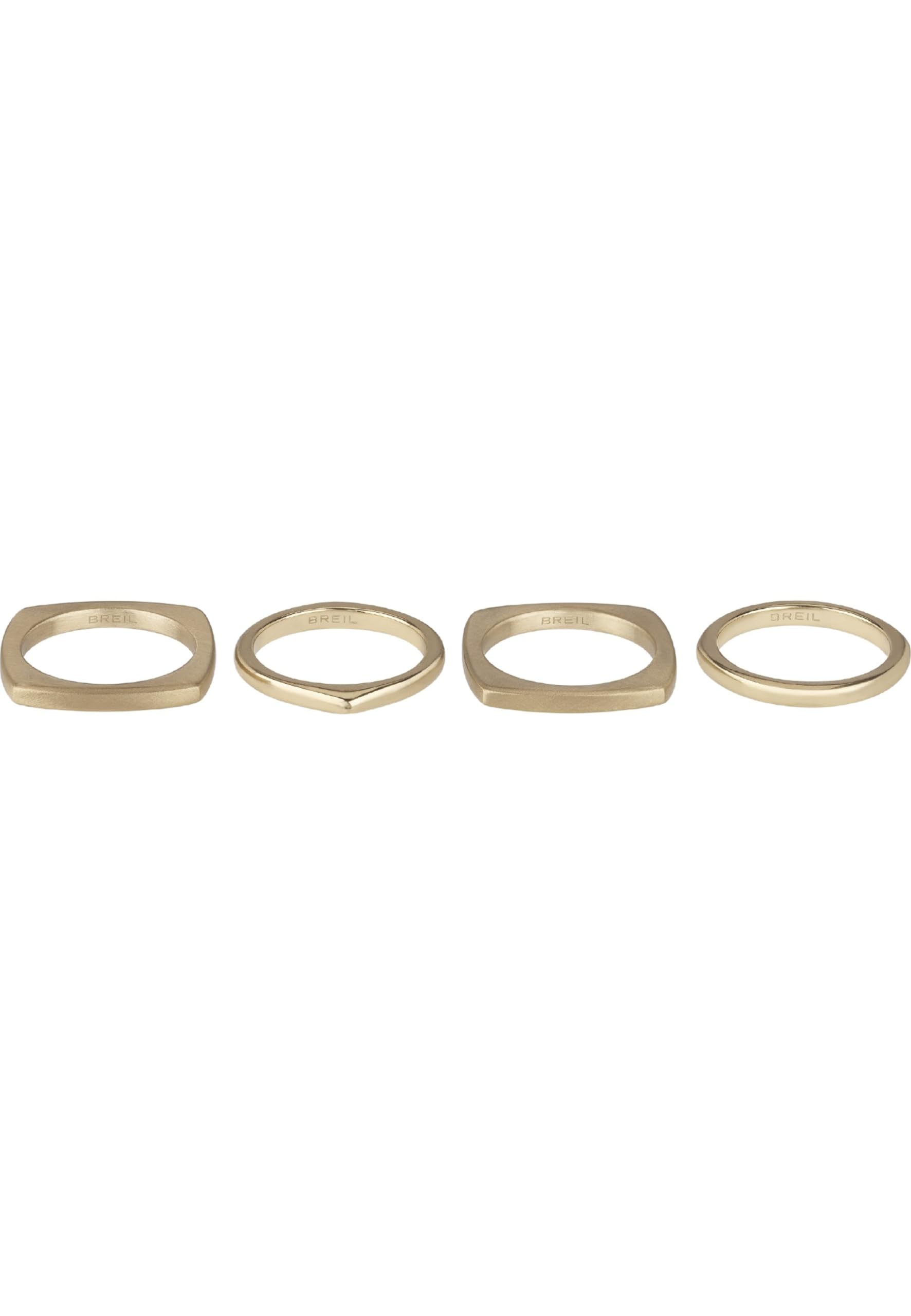 Breil, Collezione New Tetra, Set di 4 Anelli Donna in Acciaio Ideali da Indossare Insieme o Separatamente, Gioielli Donna e Ragazza