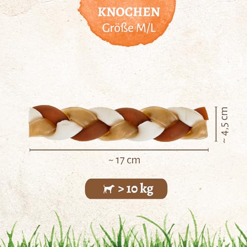 8in1 Delights Chewy Braids M/L - leckerer Kausnack für große Hunde, bissfeste Rinderhaut mit köstlichem Huhn, 80g Beutel (1 Stück)