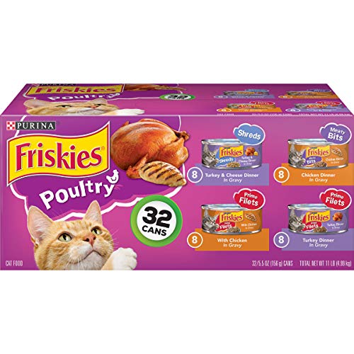 Friskies Wet Cat Food Poultry Variety Pack, (32) 5.5 Oz Cans