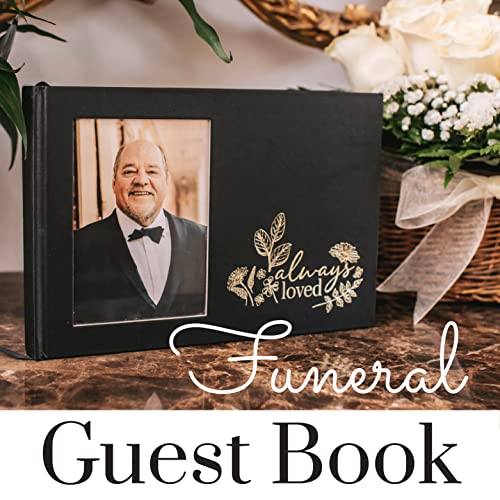 Steel Mill And Co. Memorial Book With Picture Frame, In Loving Memory Funeral Guestbook, 80 Lined Sheets, Hardbound Sign-In Guest Book For Celebration Of Life, 6.5 X 9.6, Always Loved (Black) #TOP1