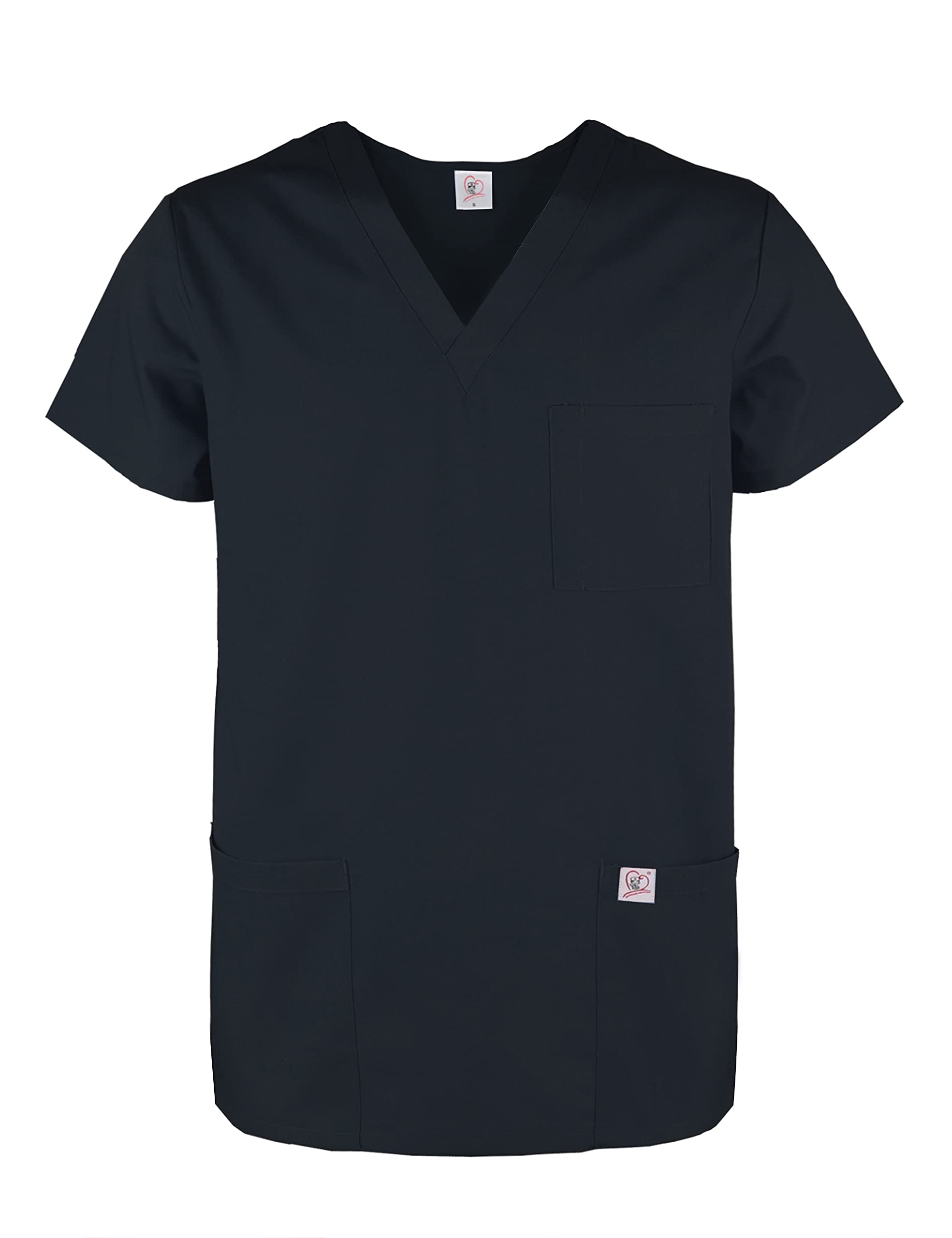 Jonathan Uniform Men's Night V Neck Tunic Scrub Top In Tall Size, Work Uniform With 3 Pockets For Dental, Doctor, Elderly Carer, Clinic (Black,M)