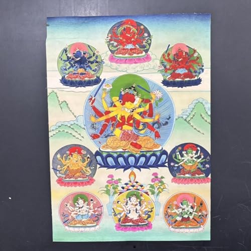 Thangka de Maha Cundi Bodhisattva en soie FENNYYAR décoration tibétaine de 83 cm