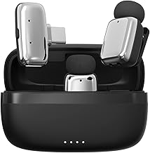 UTECTION by VOOK Wireless Microphone, Dual Channel Collar Lavalier Mic for iPhone & Android, AI Noise Cancellation, 30H Battery, 30m Range, Gunmetal - VOOKLM4
