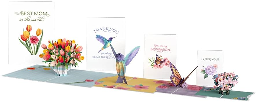 Lovepop Mothers Day Garden 4-in-1 Nesting Card Pack - 3D Floral Pop Up Greeting Cards for Mom, Wife, Grandma, Mama, Mommy Mothers Day 5x7 with Envelope