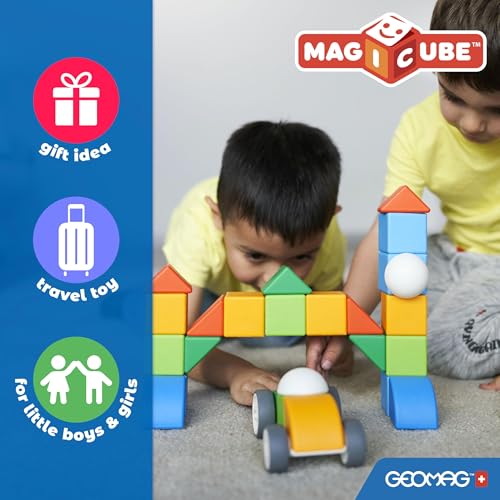 Image of Geomag Magicube Magnetic Blocks for Toddlers Ages 1-5 | Swiss-Made STEM Building Toy Sets | Multiple (MAGICUBE 16PCS Safari)