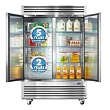 HECMAC 54' Commercial Refrigerator, 49 Cu.ft Reach-In Upright Fridge with 2 Solid Door, 33~40℉, 18-8 Stainless Steel Interior, 6 Shelves, ETL&NSF/ANSI 7 for Restaurant, Bar, Shop, Kitchen Use