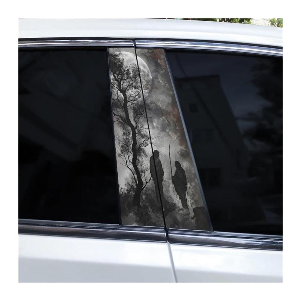 Decorative Items 2pcs Car Window Pillar Decal Crow Death Sticker DIY Car Pillar Decal Sticker(K)