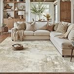 PureCozy Beige Abstract Area Rug Living Room Extra Large 240x300 cm Machine Washable Light Brown Non Slip XXL Rugs for Bedroom Dining Room Home Office, Soft Low Pile Carpet for Indoor Home Decor