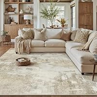 PureCozy Beige Abstraktes Teppich Wohnzimmer 200x300cm rutschfest Kurzflor Kunstwolle Schlafzimmer Teppich Waschbar Minimalistisch Bettvorleger Teppiche für Wohnzimmer Schlafzimmer Bereich Dekor