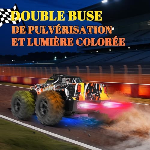JOYTREKY Coche Teledirigido - 1:18 Coche RC con Luces Led 25 Km/H RC Car con Pulverizador 2,4 GHz Todoterreno 2 BateríAs Recargables 60min Play para NiñOs Y Adultos - Amarillo - imagen 4