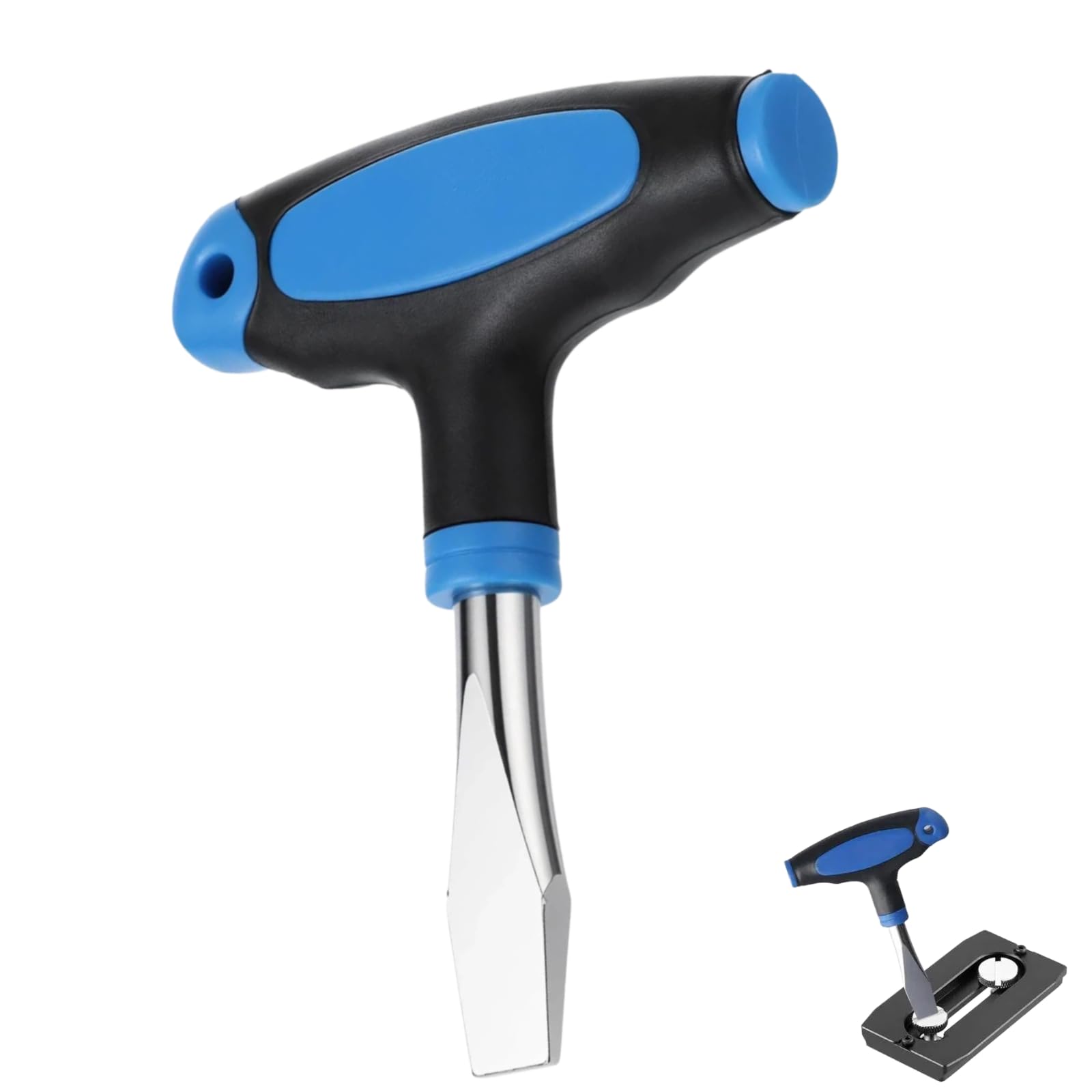 T Handle Flat Head Screwdriver 10mm – Large Slotted Screwdriver with Ergonomic Grip – Wide Flat Blade Hand Tool for Camera Tripod Quick Release Plate Repair (Blue)