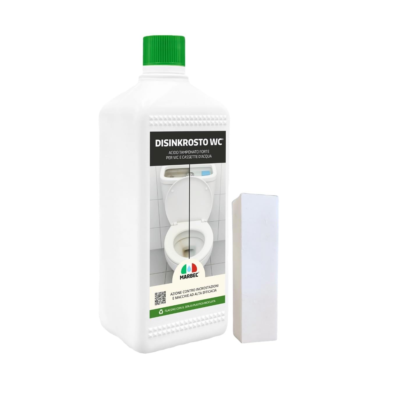 MARBEC DISINKROSTO WC 1LT Disincrostante forte per wc, elimina incrostazioni di calcare e ruggine. Perfetto per wc, cassette e sanitari, garantisce una pulizia profonda ed efficace.