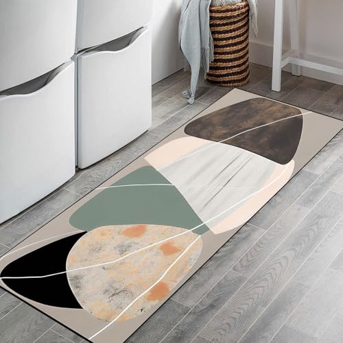 Tapis de passage couloir 115 x 480 cm antidérapant et doux motif abstrait