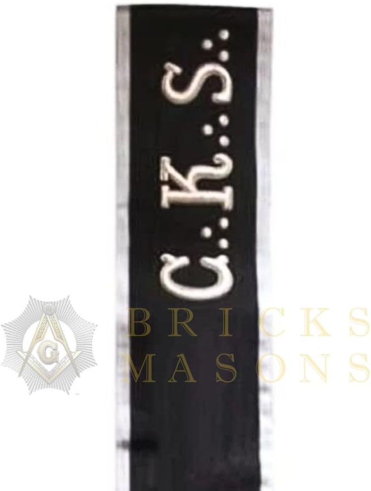 Bricks Masons 30th Degree Scottish Rite Collar - Black Moire with Rosette