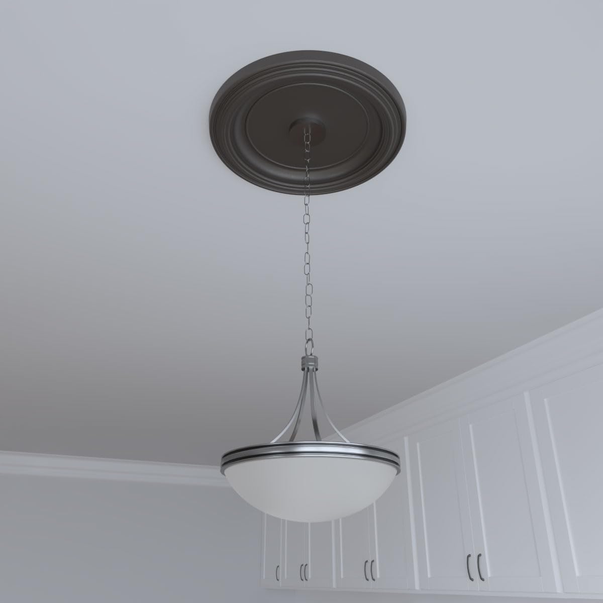 Ekena Millwork 19"OD x 3 1/2"ID x 1 1/2"P Traditional Thermoformed PVC Ceiling Medallion (Fits Canopies up to 11 1/2"), Metallic Black Night
