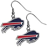 NFL Siskiyou Sports Womens Buffalo Bills Chrome Dangle Earrings One Size Team Colors,white