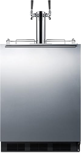 Summit - Kegerador bajo encimera de 24 pulgadas, kit de doble grifo, compatible con ADA, acero inoxidable - SBC58BLBIADA 2-Negro -,Negro -