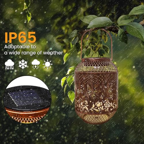 Lampe solaire suspendre sans fil solution éclairage clôture arbre - 7