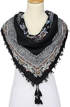 fashionchimp Damessjaal met sierkwasten en patroonmix