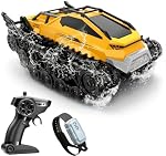 Fistone Amphibious Remote Control Car, 2.4Ghz All-Terrain Remote Control Truck with Gesture Sensing, 360° Rotating RC Tank Crawler Waterproof Off-Road RC Car, RC Boat for Kids Boys