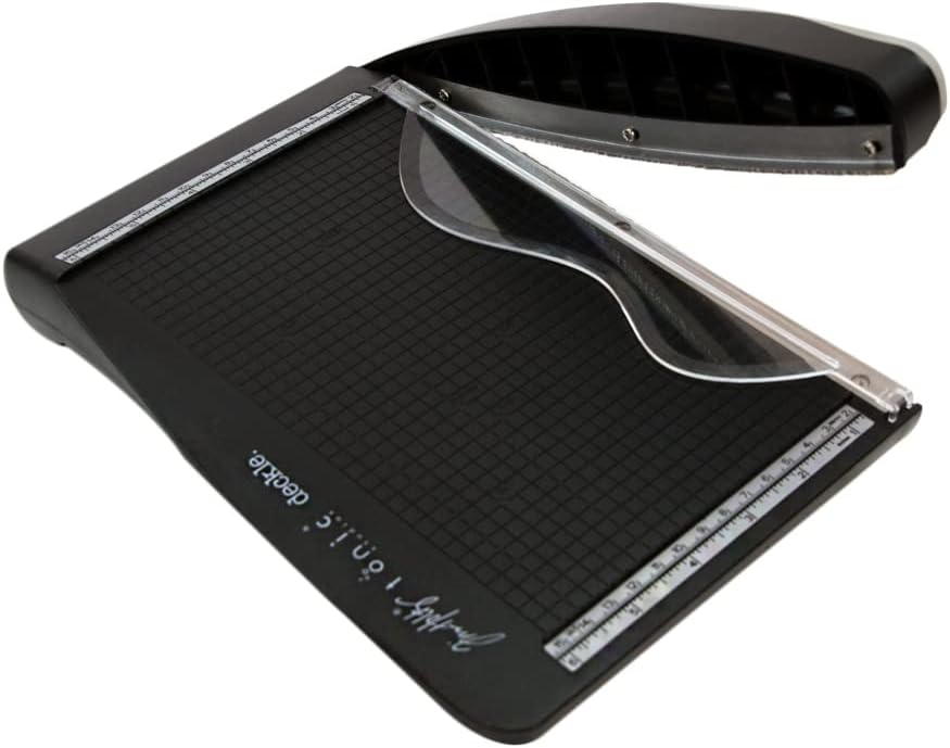 Tonic Studios Tim Holtz Deckle Torn Guillotine Paper Trimmer - 8.5" Edge Trimmer - Cardstock & Paper Cutter - Stainless Steel Blade, Safety Finger Bar, Non-Slip Feet & Comfort Handle