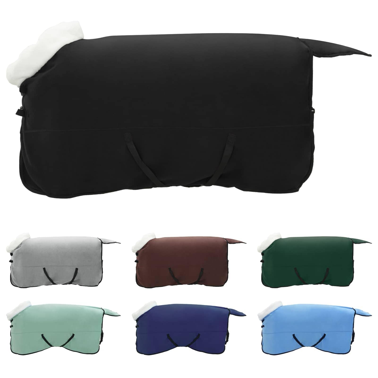 Gecheer Coperta Cavalli in Pile, Coperta Termica Antivento Impermeabile per Cavallo, 135 cm, Nero, per Equitazione Esteri, Protezione Invernale