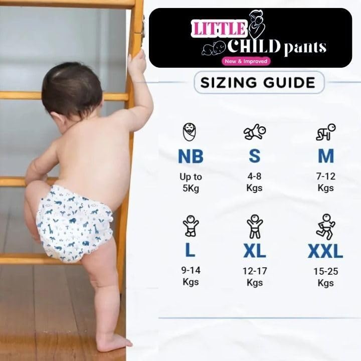 Image of Little Child|Happy Sleep Pant Style Baby Diaper |SIZE S- 32, Up to 50% Faster Absorption | All-Night Dryness & Comfort|White Colour|
