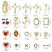 120PCS Gold Nail Charms, 3D Cross Nail Art Jewelry Set with Cross, Rose, Hearts, Cherry, Flowers, Virgin Mary Nail Studs, Crystal Rhinestone, Metal Nail Gems Luxury Nail Decoration for Craft DIY