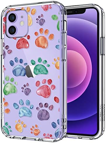 MOSNOVO Compatible for iPhone 12 Mini Case, Clear Dog Paws Pattern Print Design Girl Women with Transparent TPU Bumper Protective Back Case Cover for iPhone 12 Mini 5.4 Inch