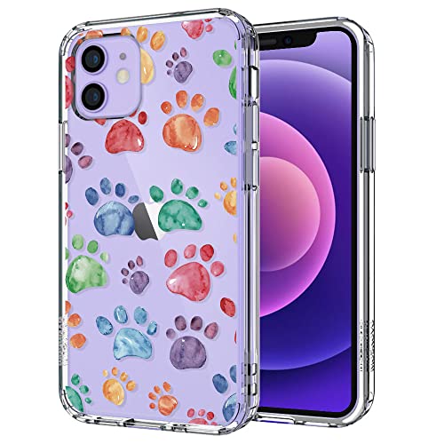 Mosnovo Compatible For Iphone 12 Mini Case, Clear Dog Paws Pattern Print Design Girl Women With Transparent Tpu Bumper Protective Back Case Cover For Iphone 12 Mini 5.4 Inch #TOP28