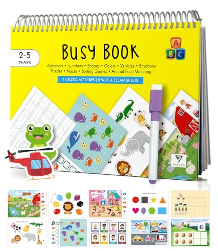 Image of Zaslan Montessori Busy Book | Toddler Busy Book for 2-5 Yrs | Activity Binder| Quiet Book| Educational Toys For 3 Year Old| Kids Learning Books 2-3 Years| Books For 2 Yrs Old | Kids Gifts