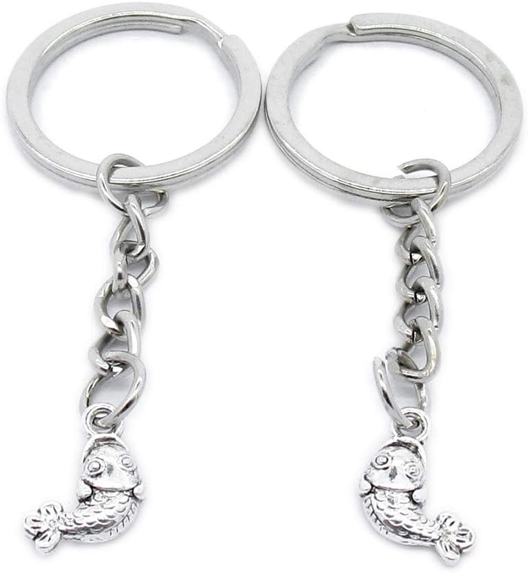 100 Pieces Keyring Keychain Wholesale Suppliers Jewelry Clasps YM5N8V Carp Fish Coin